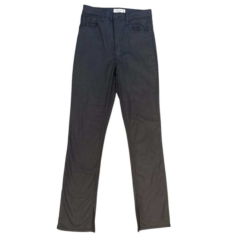 Abercrombie & Fitch The 90s Slim Straight Ultra High Rise Coated Black Pants 10L